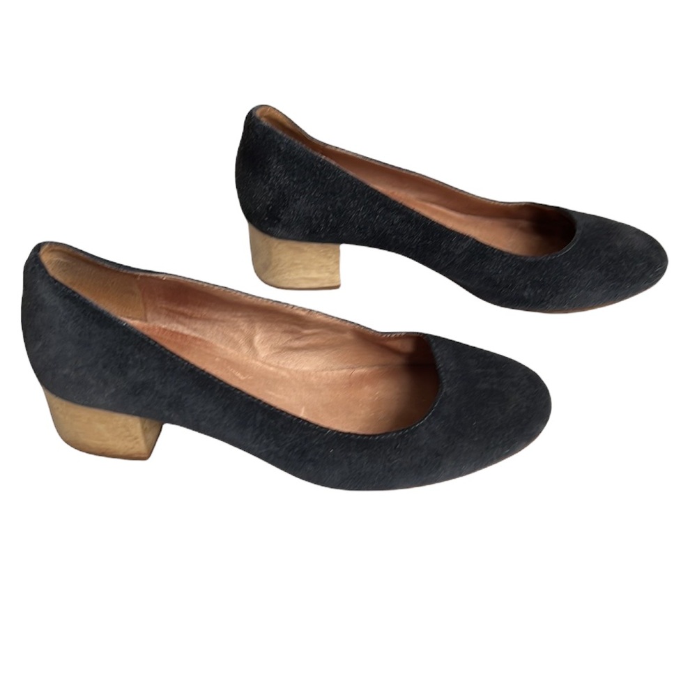 Madewell Ella Blue Suede Block Heel Pumps